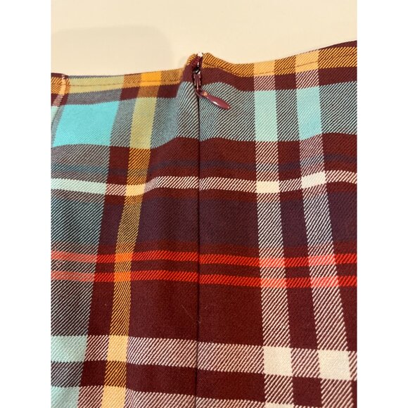 Urban Outfitters Burgundy Plaid Mini Skirt M-M Cotton Blend Pleated Design - Picture 6 of 7